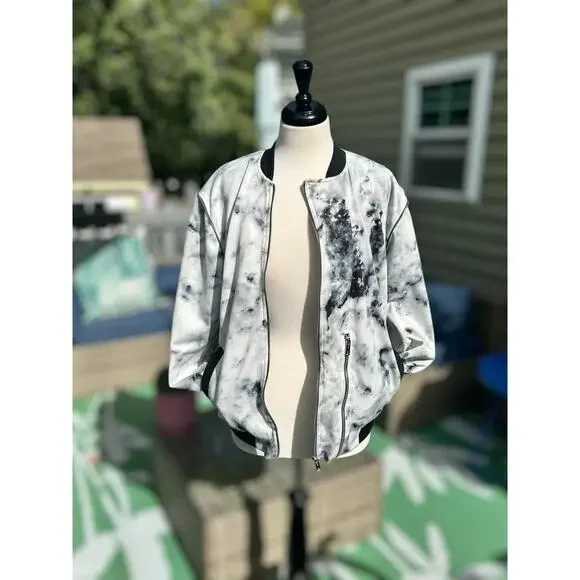 N1SQ Marble Print Zip-Up Jacket Streetwear - Picture 2 of 9